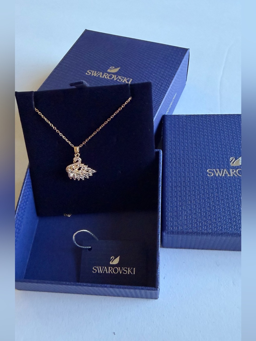 Swarovski Rose Gold Peacock Crystal Pendant Necklace